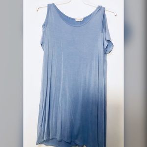 Blue Cold Shoulder T-shirt Dress